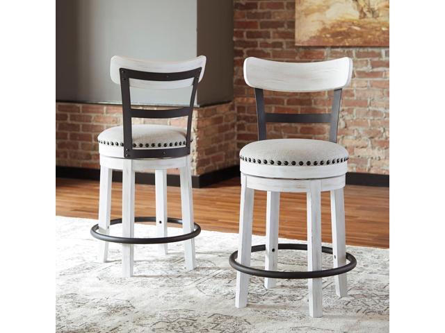 Signature Design by Ashley Valebeck 24.5' Modern Swivel Counter Height Barstool, Whitewash