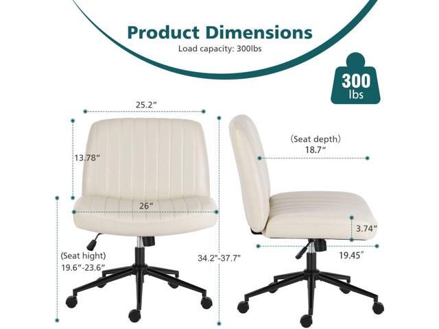 Criss Cross Chair with Wheels, Ergonomic Armless Swivel Comfy Vanity Seat, Wide Back Support and Adjustable Height for Home Office Bedroom Computer...