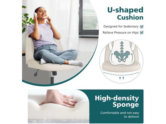 Criss Cross Chair with Wheels, Ergonomic Armless Swivel Comfy Vanity Seat, Wide Back Support and Adjustable Height for Home Office Bedroom Computer...