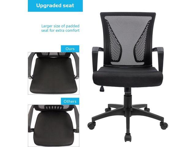 Furmax Office Chair Ergonomic Computer Desk Mesh Chair Mid Back Swivel Lumbar Support with Armrest (Black)