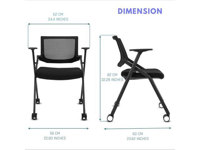 2 Pack Stackable Conference Room Chairs with Wheels and Paddle, Ergonomic Mesh Back and Arms for Meeting, Conference, Reception, Training Room &...