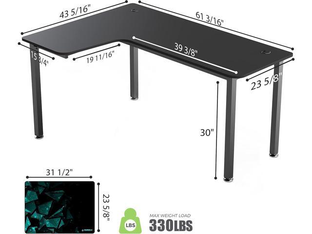 Eureka Ergonomic L Shaped Gaming Desk, 61 Inch Corner Computer Desk, Modern Office Study Writing Desk, Home Gaming Table with Mouse Pad & Cable...