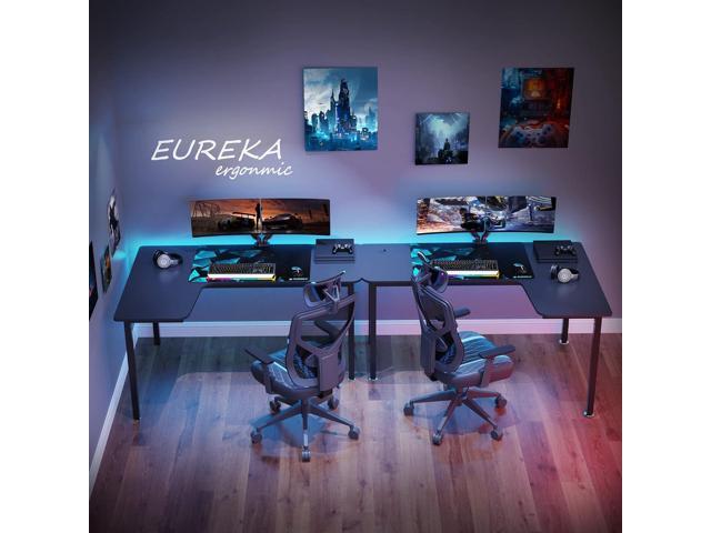 Eureka Ergonomic L Shaped Gaming Desk, 61 Inch Corner Computer Desk, Modern Office Study Writing Desk, Home Gaming Table with Mouse Pad & Cable...