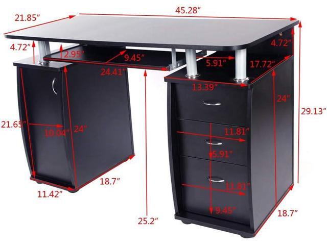 Karl home Computer Desk with Drawers & Storage Cabinet, Small Office Desk PC Laptop Workstation for Home, Studio, Office, Apartment, Black