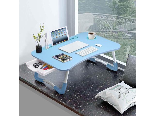 Slendor Laptop Desk Laptop Bed Stand Foldable Laptop Table Folding Breakfast Tray Portable Lap Standing Desk Reading and Writing Holder with Drawer