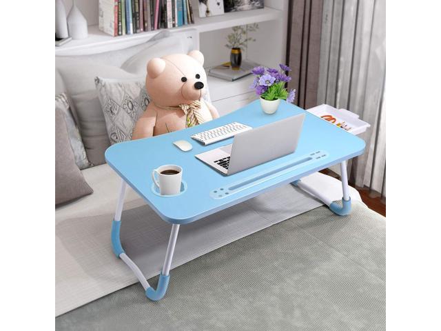 Slendor Laptop Desk Laptop Bed Stand Foldable Laptop Table Folding Breakfast Tray Portable Lap Standing Desk Reading and Writing Holder with Drawer