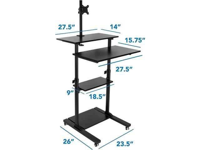 Mount-It Mobile Stand Up Desk / Height Adjustable Computer Work Station Rolling Presentation Cart With Monitor Arm (MI-7942B), Black