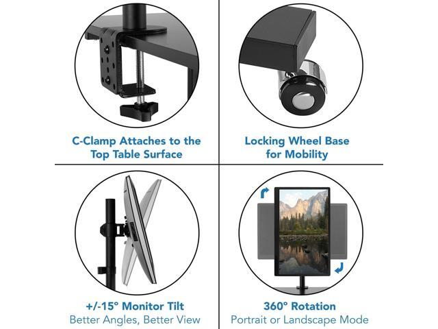 Mount-It Mobile Stand Up Desk / Height Adjustable Computer Work Station Rolling Presentation Cart With Monitor Arm (MI-7942B), Black