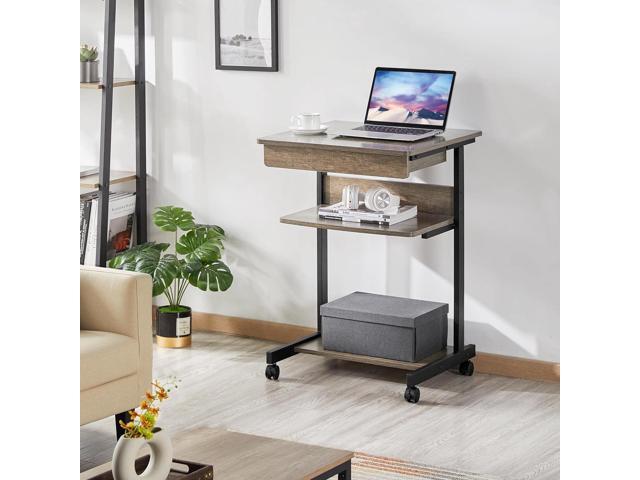 Yaheetech Small Rolling Computer Desk with Storage Drawer, Rolling Home Office Computer Desk with Keyboard Tray, Laptop Desk with Wheels and...