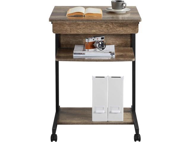 Yaheetech Small Rolling Computer Desk with Storage Drawer, Rolling Home Office Computer Desk with Keyboard Tray, Laptop Desk with Wheels and...