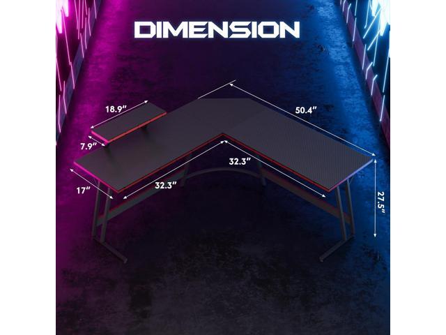 JUMMICO L Shaped Gaming Desk, 51 Inch Pc Corner Table, Computer Corner Desk with Monitor Stand for Home Office Sturdy Writing Workstation (Large,...