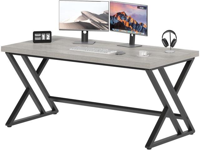 LVB Grey Desk, Industrial Wood Home Office Computer Desk for Bedroom, Farmhouse Metal Wooden Study Work PC Gaming Writing Table, Modern Simple...