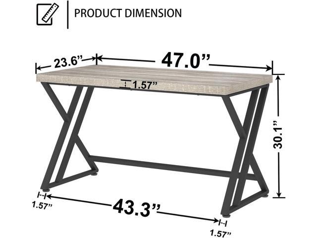 LVB Grey Desk, Industrial Wood Home Office Computer Desk for Bedroom, Farmhouse Metal Wooden Study Work PC Gaming Writing Table, Modern Simple...