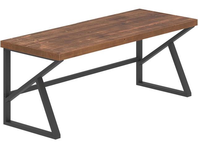 IBF Solid Real Wood Computer Desk, 60 Rustic Natural Real Wood Home Office Desk, Industrial Real Wood Writing Desk for Living Room, Metal Wooden...