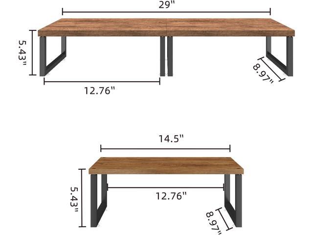 Simple Trending 2 Pack Monitor Stand Riser, Wood Desk Storage Organizer for Office Laptop, Computer, Antique Brown