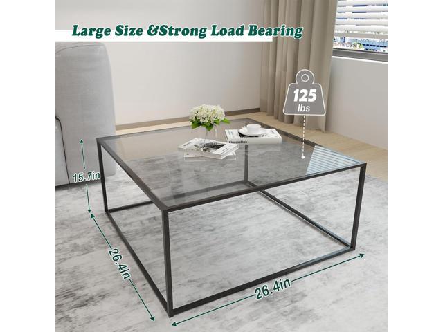 Glass Coffee Tables for Living Room Square Modern Center Table for Small Space,Tempered Glass-top with Sturdy Metal Frame Sofa Side End Table, Easy...
