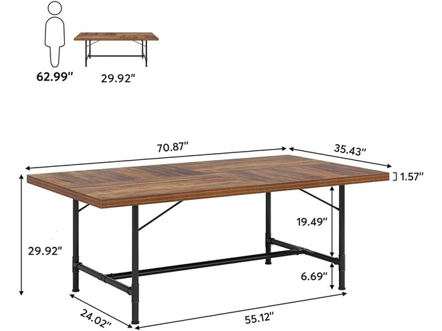 Tribesigns 6FT Conference Table, Rustic Rectangle 70.8' W x 35.4' D Meeting Table, Modern Seminar Table Boardroom Desk for Office Meeting...