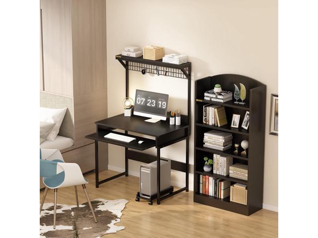 ALISENED 31.5' Computer Desk with Hutch, Office Desk Study Table Writing Desk Workstation PC Table for Home Office, Space Saving Design