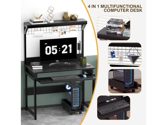 ALISENED 31.5' Computer Desk with Hutch, Office Desk Study Table Writing Desk Workstation PC Table for Home Office, Space Saving Design