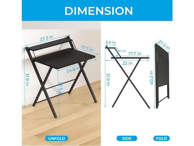 GreenForest Folding Desk No Assembly Required Small Size, 2-Tier Foldable Computer Desk with Shelf for Home Office, Space Saving Portable Laptop...