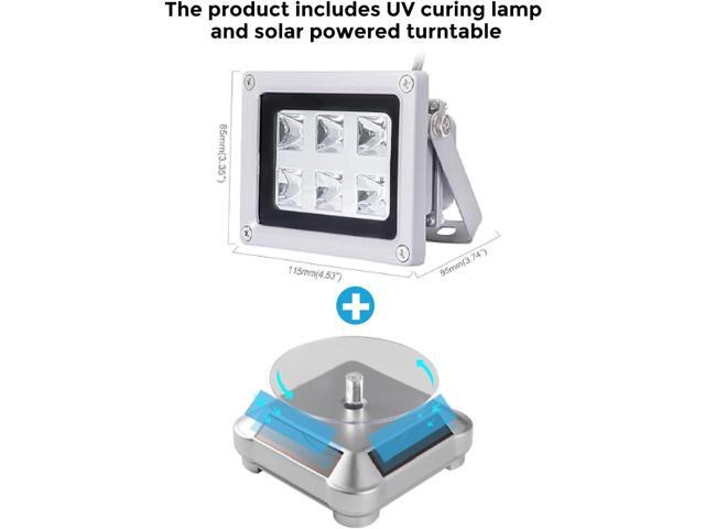 3D Printer UV Resin Curing Light with Solar Turntable 360°Rotating Stand for SLA DLP LCD 3D Printer Solidify Photosensitive Resin 405nm UV Resin...