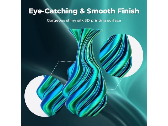 AMOLEN Silk PLA 3D Printer Filament, Silk Dual Color Blue Green PLA Filament 1.75mm, Shiny Coextrusion PLA Filament, Color Change 3D Printing...