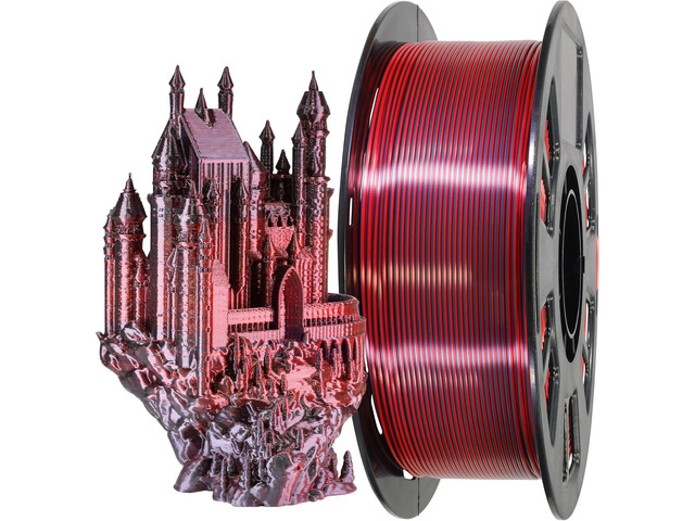 MIKA3D 2 Colors in 1 Silk Black Red PLA 3D Filament, 1KG 2.2LBS 3D Printing Material with Bicolor Dichromatic Double Colors, Dual Color...