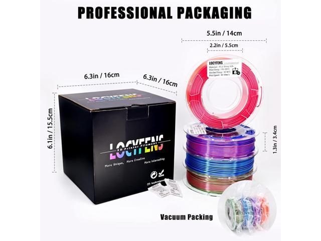 3D Printer Filament PLA, Rainbow PLA Filament 1.75mm +/-0.02mm, Silk PLA Dual Color Filament, 2 in 1 Coextrusion 3D Filament Bundle 200g x 4 Spools