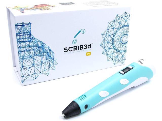 SCRIB3D P1 3D Printing Pen with Display - Includes 3D Pen, 3 Starter Colors of PLA Filament, Stencil Book + Project Guide, and Charger