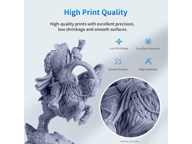 ANYCUBIC 3D Printer Resin, 405nm SLA UV-Curing Resin with High Precision and Quick Curing & Excellent Fluidity for LCD 3D Printing (Grey, 500g)