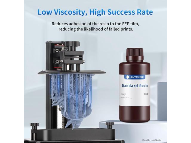 ANYCUBIC 3D Printer Resin, 405nm SLA UV-Curing Resin with High Precision and Quick Curing & Excellent Fluidity for LCD 3D Printing (Grey, 500g)