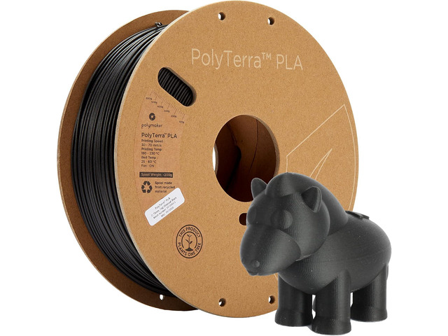 Polymaker Matte PLA Filament Matte Charcoal Black 1.75mm 1kg 3D Printing Filament, PolyTerra 3D Printer PLA Filament