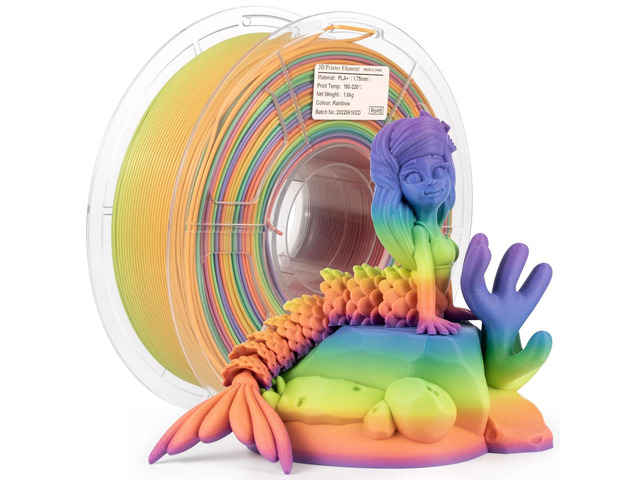 iSANMATE PLA+ 3D Printer Filament, Pla Filament 1.75mm Rainbow PLA, Color Change Filament Dimensional Accuracy +/- 0.03 mm,1 KG Spool