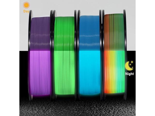 YOUSU 3D Printer Filament Bundle, Glow in The Dark Filament Multicolor, Green, Blue, Purple and Rainbow, PLA Filament 1.75 mm, Dimensional Accuracy...