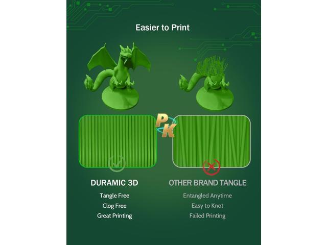 DURAMIC 3D PLA Filament 1.75mm Olive Green 1kg Spool, Jam-Free High Stifness 3D Printing Filament with Cardboard Spool, No-Tangling No-Clogging...