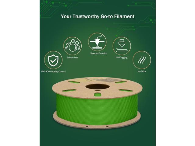 DURAMIC 3D PLA Filament 1.75mm Olive Green 1kg Spool, Jam-Free High Stifness 3D Printing Filament with Cardboard Spool, No-Tangling No-Clogging...