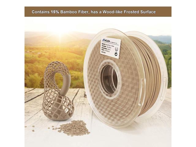 AMOLEN 3D Printing Filament Pla Wood Bamboo 3D Printer Filament, PLA Filament 1.75mm 15% Real Bamboo Fiber, 1kg/2.2lb 15% Wood Fiber