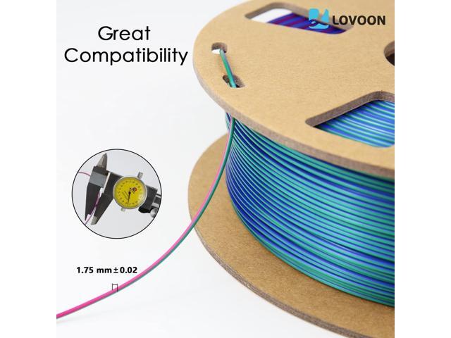 LOVOON 3D Printer Filament, Tricolor PLA Filament 1.75mm Silk Rainbow Filament Green-Red-Blue, 3D Printing Accessories PLA Filament Multicolor,...