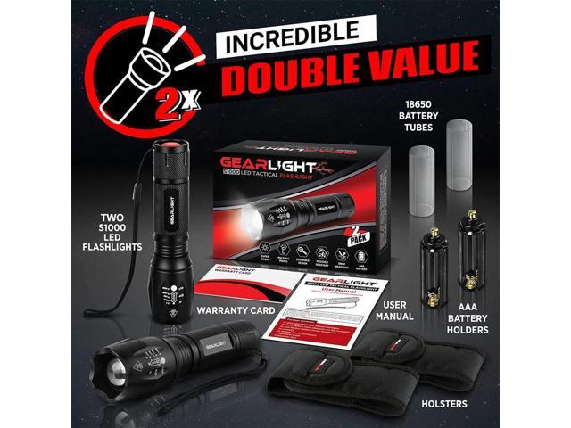 GearLight LED Flashlights - Mini Camping Flashlights with High Lumens, 5 Modes, Zoomable Beam - Powerful, Bright, and Versatile Tactical Flash...
