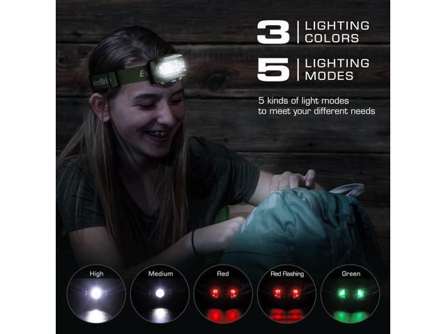 EverBrite Headlamp, 5 Pack Kids Headlamp with Red Light and Memory Function, Head Lamp for Adults and Kids with 5 Modes, Bright Headlamps for...