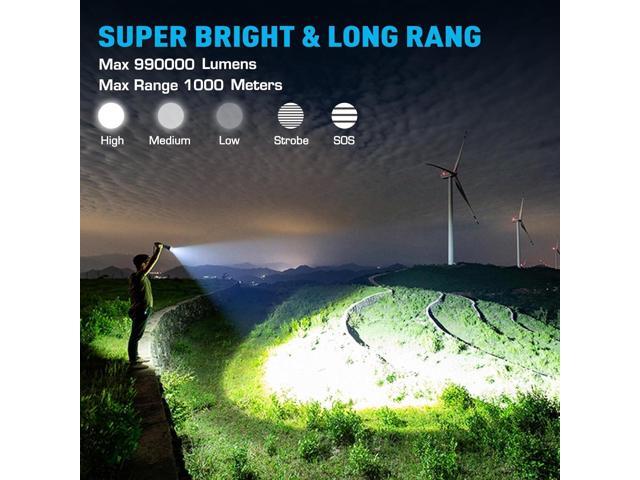 Sinvimes Rechargeable Flashlights High Lumens, 990000LM LED Powerful Super Bright Flash Light, 5 Mode Zoomable Tactical Flashlights High Powered,...