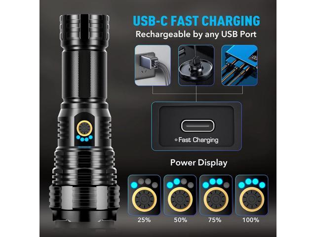 Sinvimes Rechargeable Flashlights High Lumens, 990000LM LED Powerful Super Bright Flash Light, 5 Mode Zoomable Tactical Flashlights High Powered,...