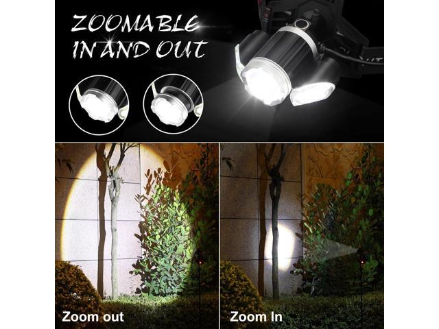 Rechargeable Headlamp, 10000 High Lumen Head Lamp, Super Bright LED Head Light Camping Accessories with Red Light, 4 Modes USB Recharge Flashlight,...