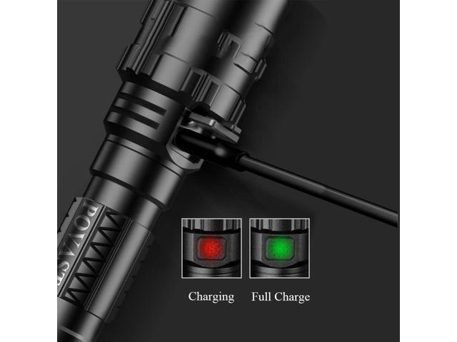 POVAST PVL2 Zoomable Green Light Rechargeable Led Flashlight, 1200 lumens Outdoor Bright Torch Light with Battery for Hunting
