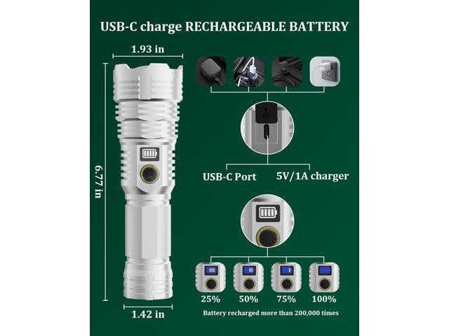 Rechargeable 990000 High Lumens LED Flashlights,LightLink Super Bright Flashlight with 5 Modes & IP65 Waterproof for Home,Camping