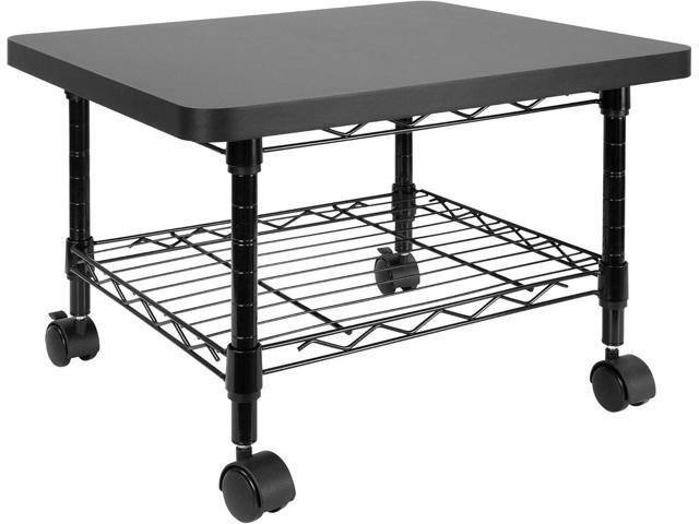 Mount-It! Under Desk Printer Stand with Wheels Mobile Printer and Fax Cart with Storage Shelf for Office and Home Use, 2 Tiers (Black)