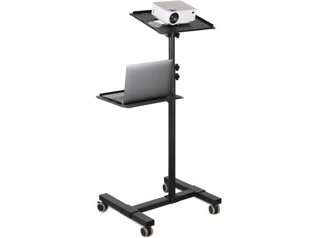 Mount-It! Mobile Projector and Laptop Stand (2 Shelves), Rolling Cart with Ventilated Tray, Heavy Duty, Height Adjustable Laptop and Projector...
