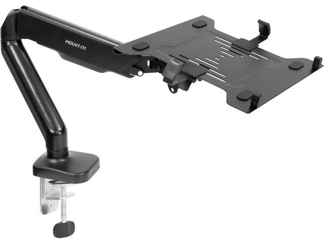 Mount-It! Laptop Desk Arm Swivel Laptop Stand with Gas Spring Arm Height Adjustable Laptop Arm Mount for MacBook, Dell, HP & 11-17 Inch Laptops