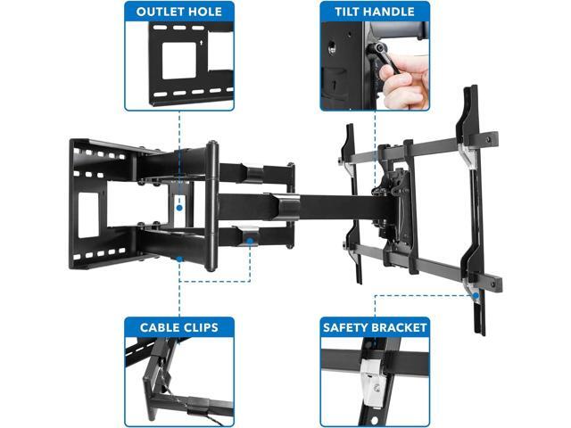 Mount-It! Long Extension TV Mount, Dual Arm Full Motion Wall Bracket with 36 inch Extended Articulating Arm, Fits Screen Sizes 50 55 60 65 70 75 80...