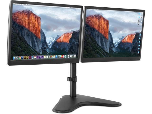 Mount-It! Dual Monitor Stand for Desk - Double Monitor Mount for 2 Screens up to 32 Inch and 17 Lbs - Free-Standing Base Swivel, Tilt, Rotates 360...